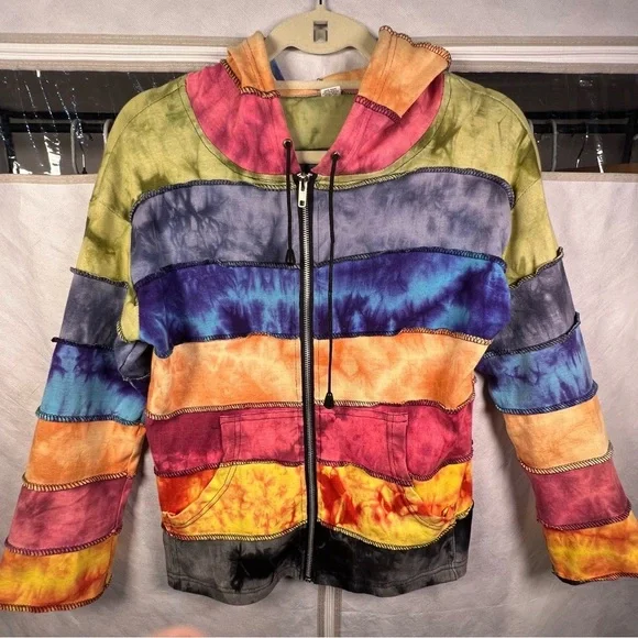Unbranded Colorful Tie-Dye Zip-Up Hoodie it’s just adorable junior size M - Picture 1 of 3